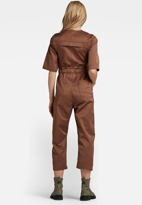 G-STAR - V neck jumpsuit shortsleeve - medium clay