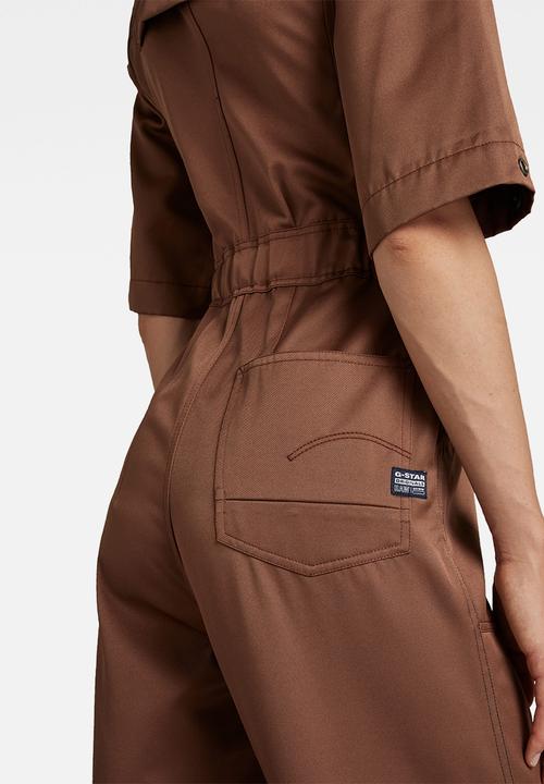 G-STAR - V neck jumpsuit shortsleeve - medium clay