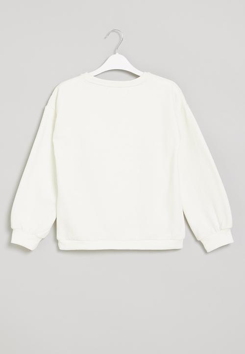 MINOTI - Girls basic wonderful fleece crew - white