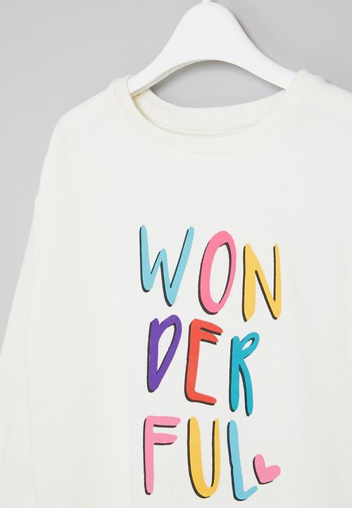MINOTI - Girls basic wonderful fleece crew - white