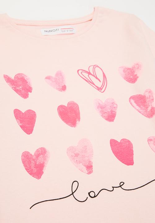 MINOTI - Girls basic hearts top - pink