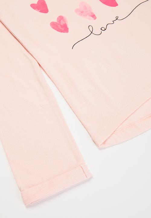 MINOTI - Girls basic hearts top - pink