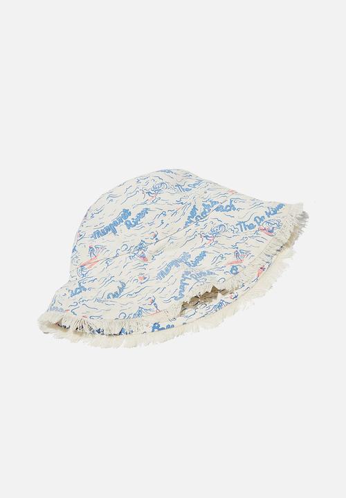 Cotton On - Beachy bucket hat - neutral & blue