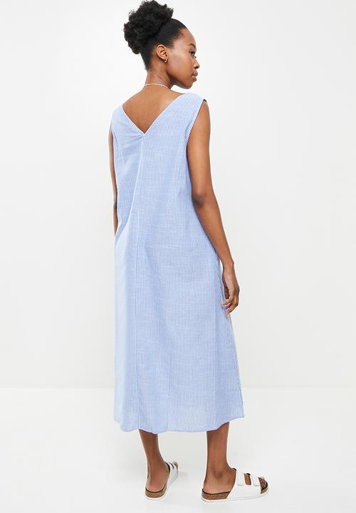 dailyfriday - Maxi sleeveless dress - blue & white