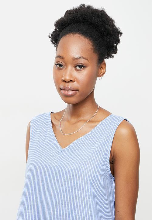 dailyfriday - Maxi sleeveless dress - blue & white