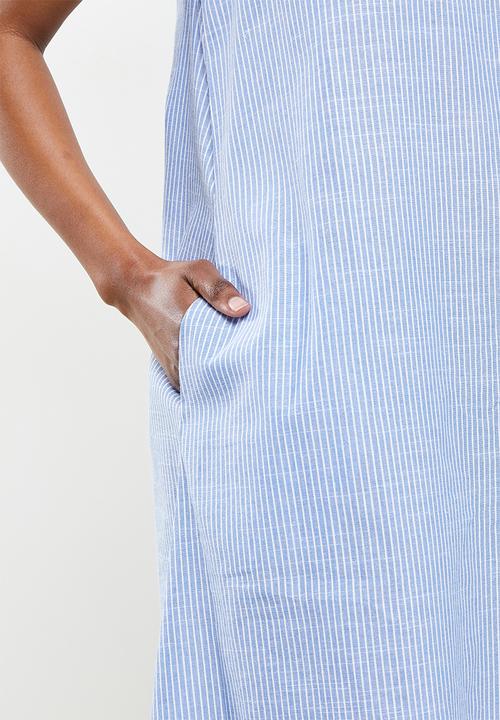 dailyfriday - Maxi sleeveless dress - blue & white