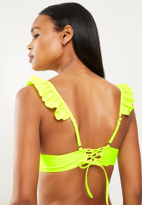 dailyfriday - Frill shoulder bikini - neon green