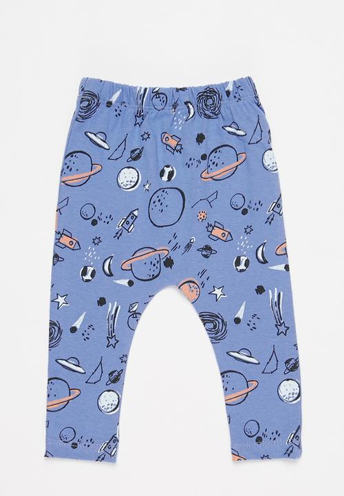 Superbalist Kids - 2 pack space leggings - blue & cream
