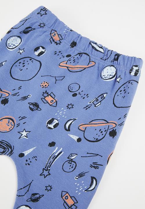 Superbalist Kids - 2 pack space leggings - blue & cream
