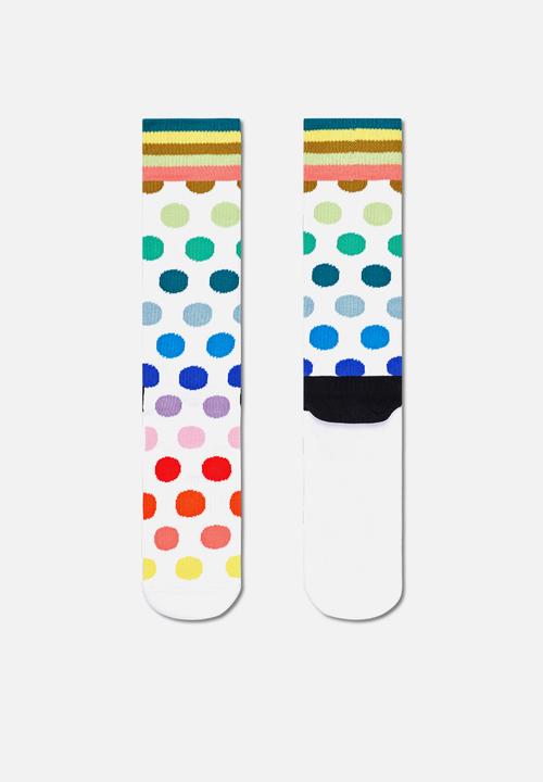 Happy Socks - Big dot crew socks - white