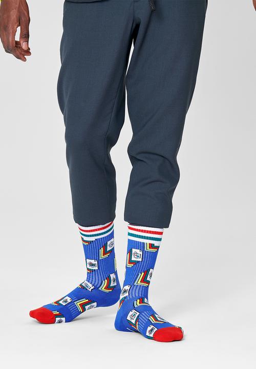 Happy Socks - Photos thin crew socks - blue