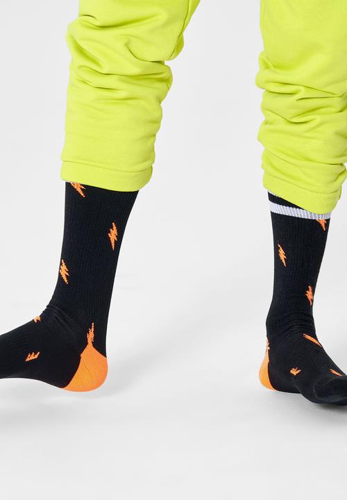 Happy Socks - Small flash crew socks - black