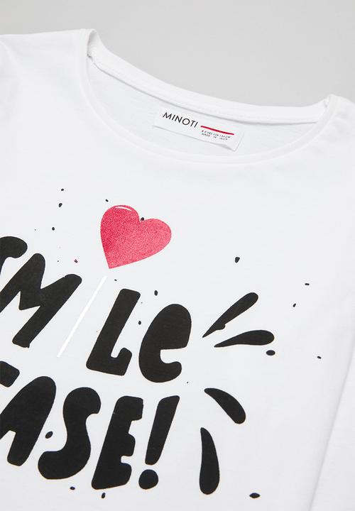 MINOTI - Girls basic smile please top - white