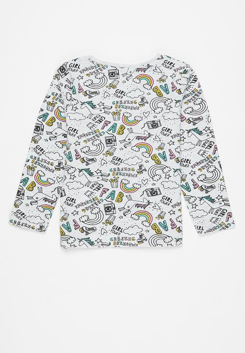 MINOTI - Girls basic aop top - grey