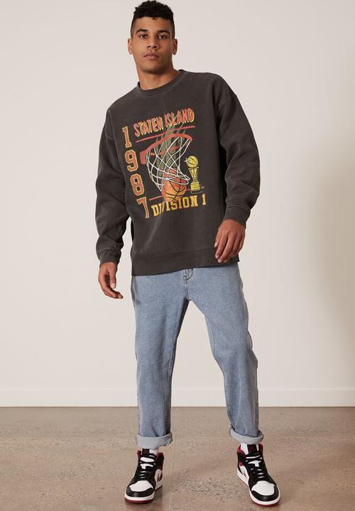 Factorie - Elite oversized crew - washed black