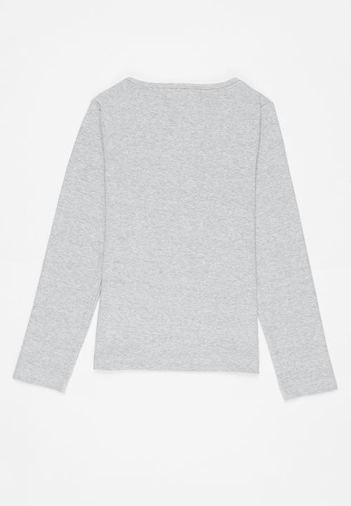 MINOTI - Girls basic ribbed top - light grey