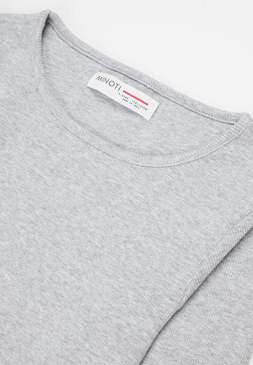 MINOTI - Girls basic ribbed top - light grey