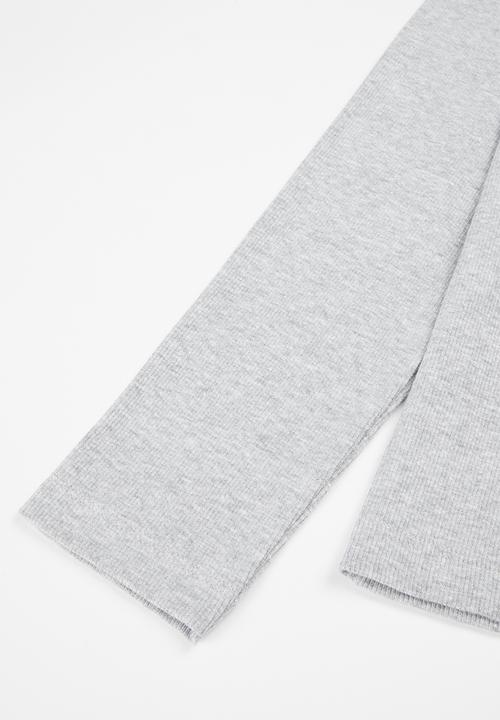 MINOTI - Girls basic ribbed top - light grey