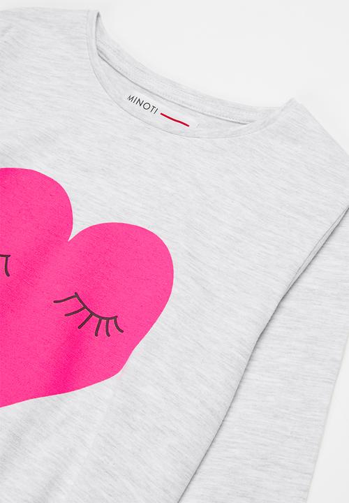MINOTI - Girls basic heart top - light grey