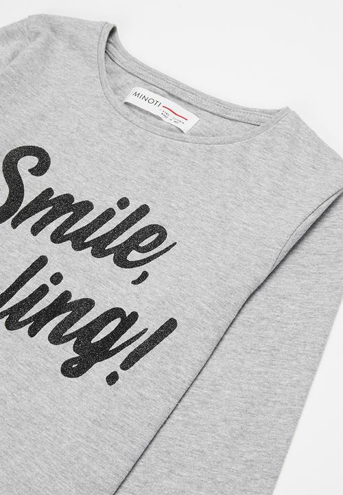 MINOTI - Tween girls basic smile darling top - grey