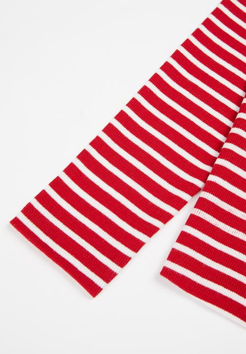 MINOTI - Girls basic stripe ribbed top - red