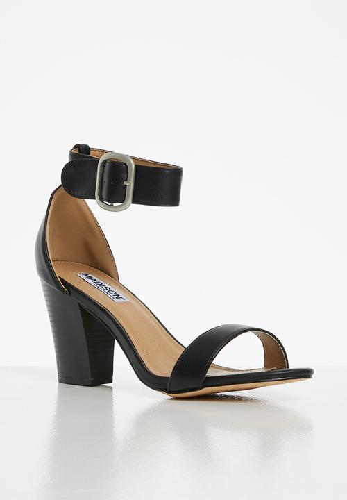Madison® - Angela ankle strap block heel - black