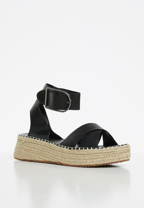 Madison® - Dineka big buckle espadrille sandal - black