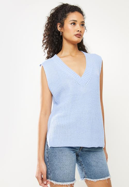 dailyfriday - V-neck gilet jersey - pale blue