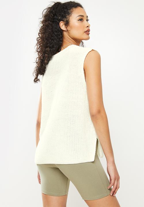 dailyfriday - V-neck gilet jersey - ecru