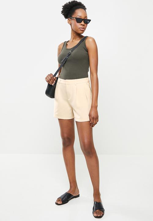 ONLY - Abena highwaist sateen shorts - neutral