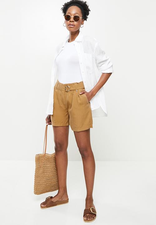 ONLY - Magne life highwaist shorts - tan