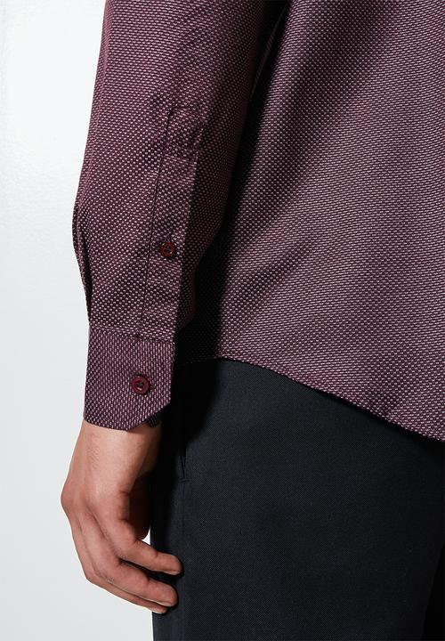 Superbalist - Jos slim pattern shirt - burgundy