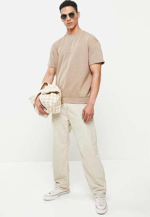 Jonathan D - Elliot oversized fit short sleeve sweater - taupe