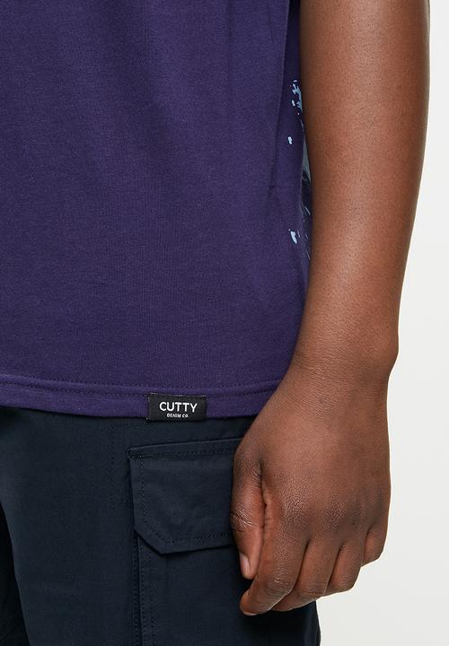 Cutty - Mayne box fit printed tee - navy