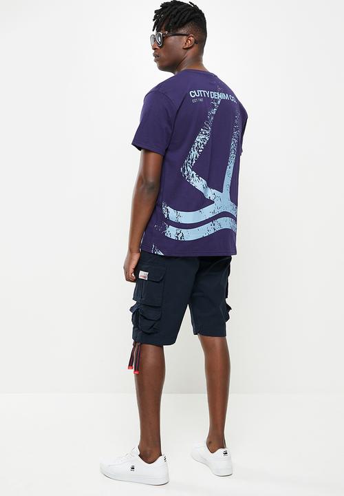 Cutty - Mayne box fit printed tee - navy