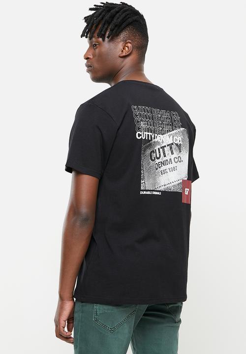 Cutty - Cut box fit printed tee - black