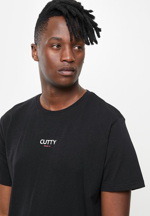 Cutty - Cut box fit printed tee - black