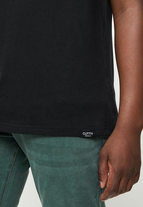 Cutty - Cut box fit printed tee - black