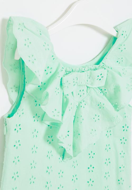 GUESS - Broiderie anglaise dress - green