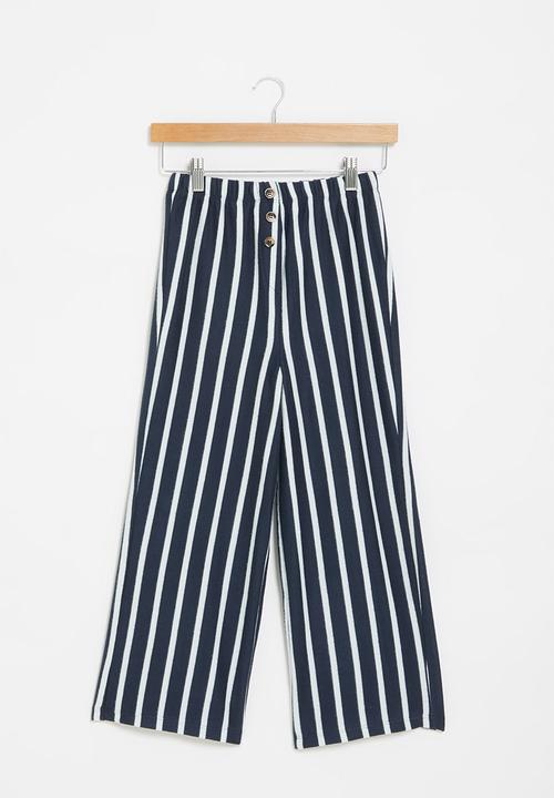 Superbalist - Wide leg knit pants - navy & white