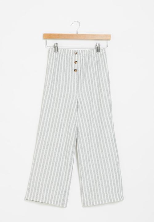 Superbalist - Wide leg knit pants - grey & white 