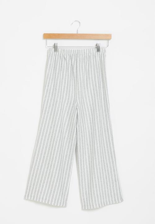Superbalist - Wide leg knit pants - grey & white 
