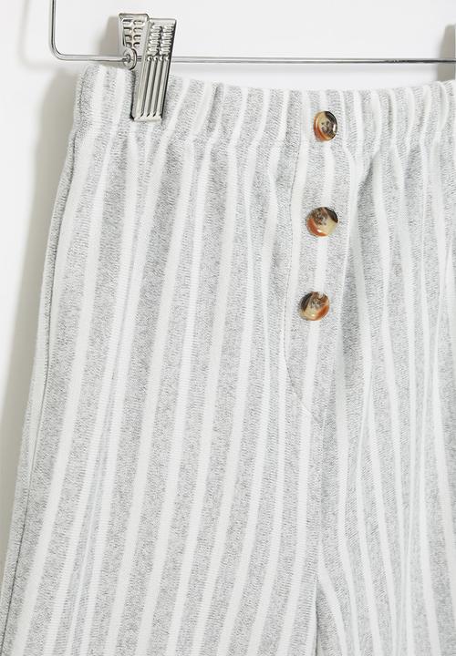 Superbalist - Wide leg knit pants - grey & white 