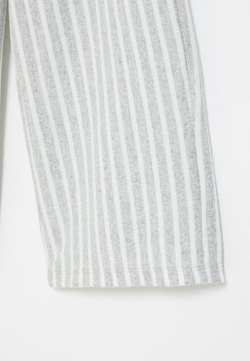 Superbalist - Wide leg knit pants - grey & white 