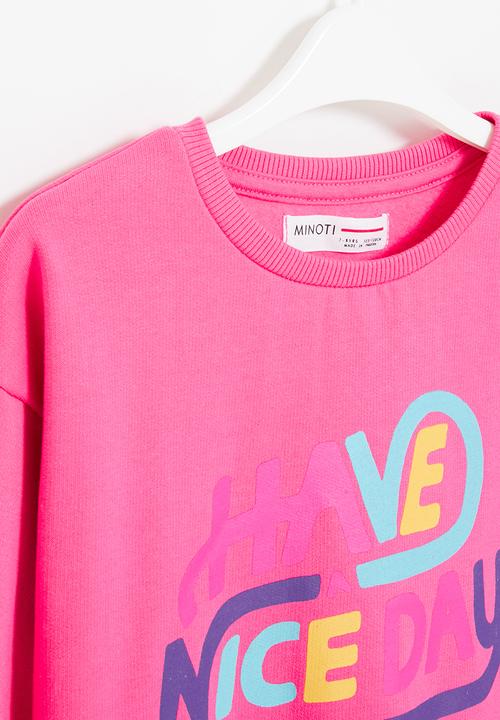 MINOTI - Girls basic day fleece crew - pink