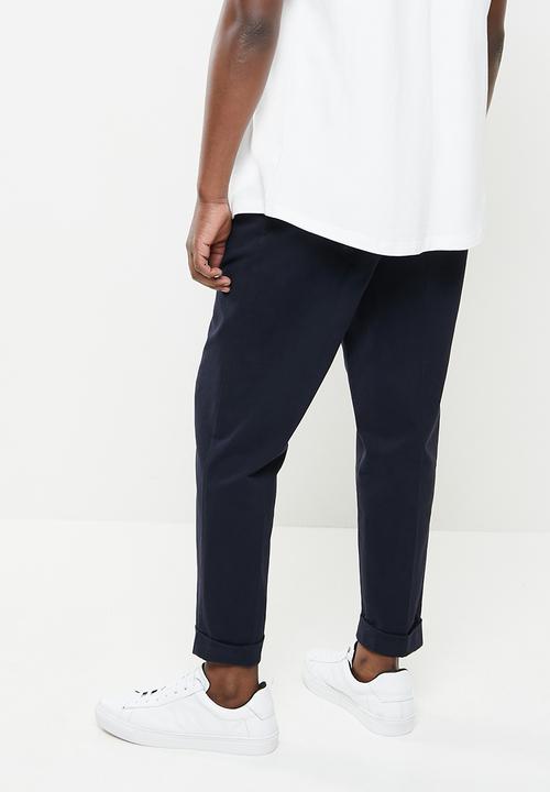 Jonathan D - Miguel tapered cropped turn up trousers - navy