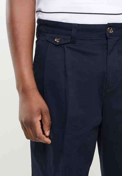 Jonathan D - Miguel tapered cropped turn up trousers - navy