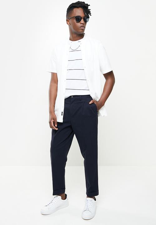 Jonathan D - Miguel tapered cropped turn up trousers - navy