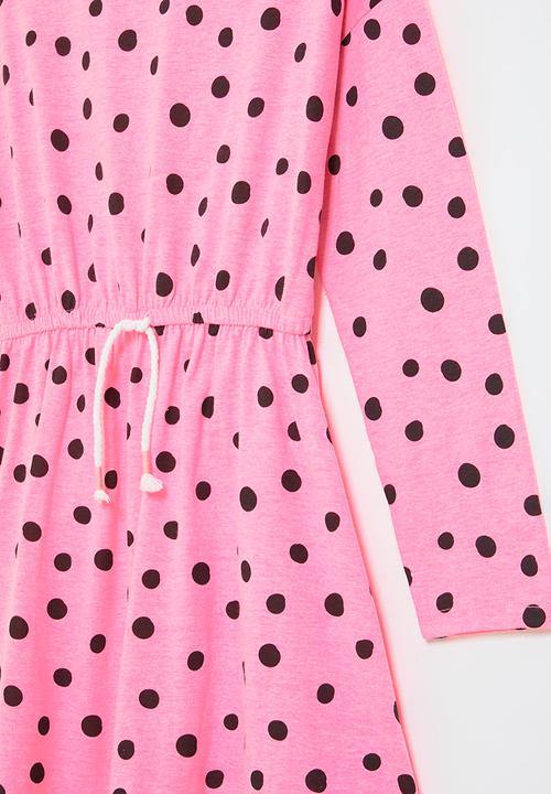MINOTI - Tween girls basic aop jersey dress - pink & black 