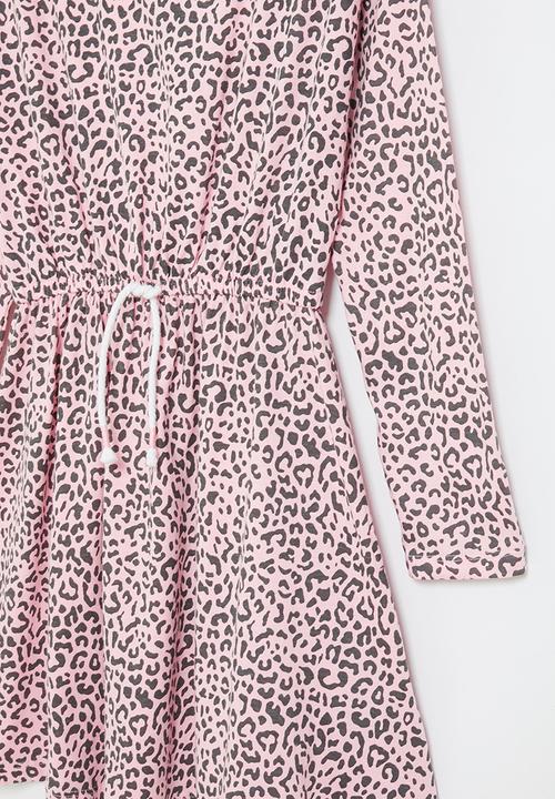 MINOTI - Girls basic printed jersey dress - light pink & black 